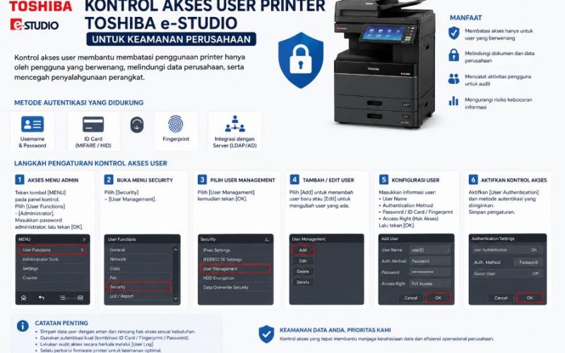 kontrol akses printer Toshiba e-studio